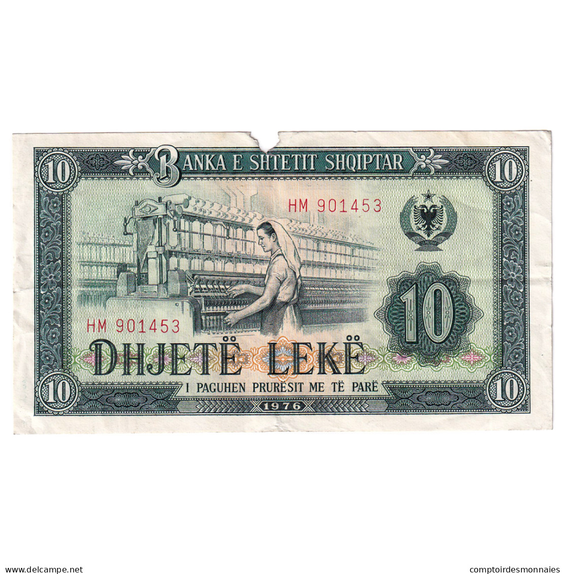 Billet, Albanie, 10 Lekë, Undated (1976), KM:43a, TB - Albanien