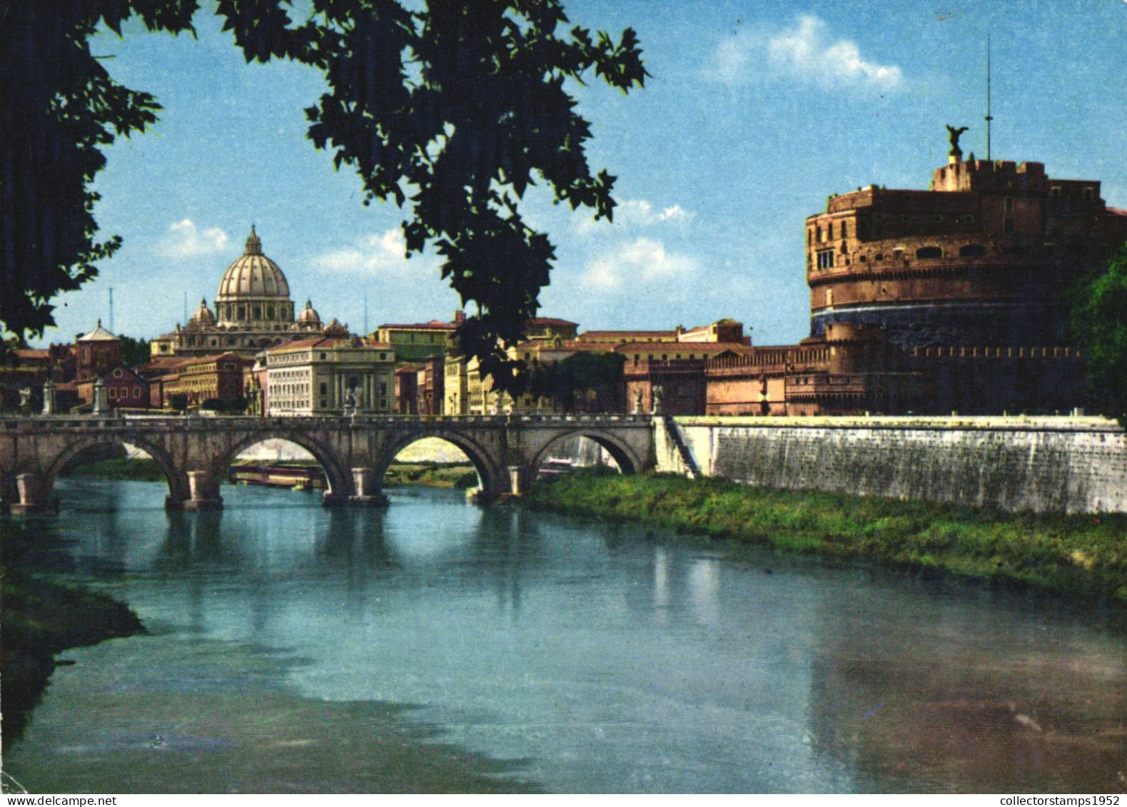 ITALY, LAZIO, ROME, ROMA, SAINT ANGELO BRIDGE AND CASTLE, PANORAMA - Ponts