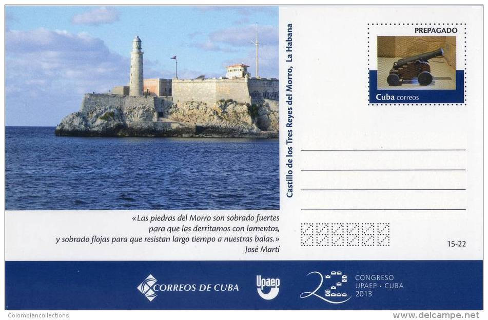 Lote TP15, Cuba, 2013, Entero Postal, Postal Stationary, Upaep, Castillo Los 3 Reyes Del Morro, Lighthouse, Post Card - Maximumkarten