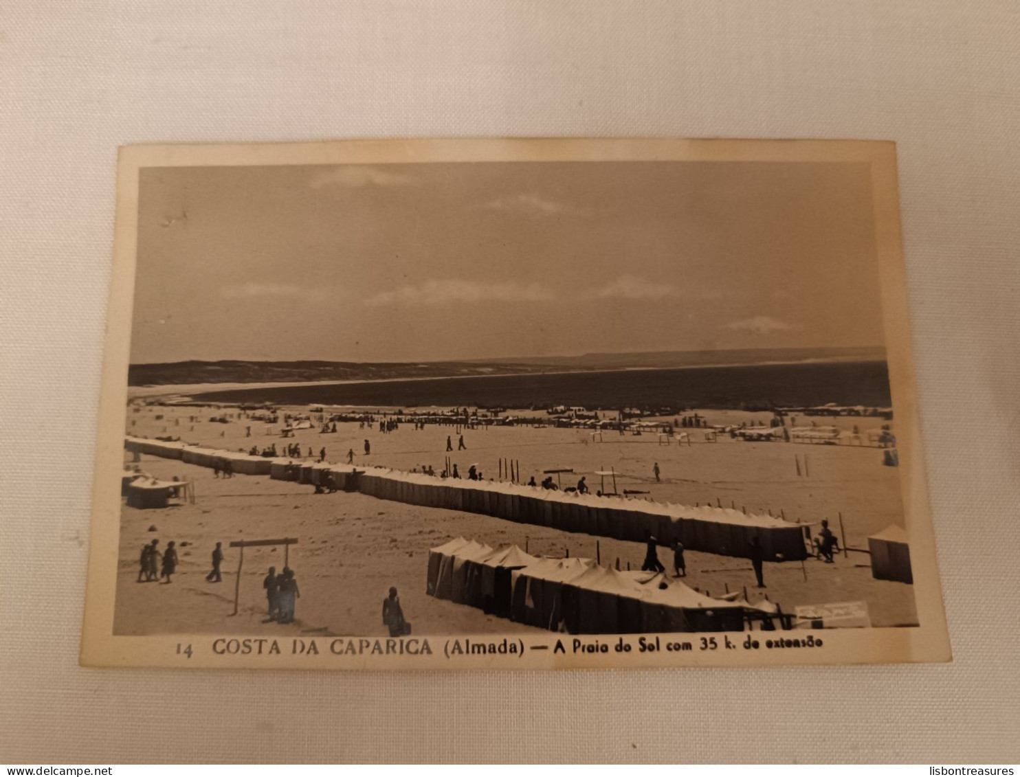 ANTIQUE POSTCARD PORTUGAL COSTA DA CAPARICA - A PRAIA DO SOL COM 35K DE EXTENSAO CIRCULATED 1957 - Setúbal