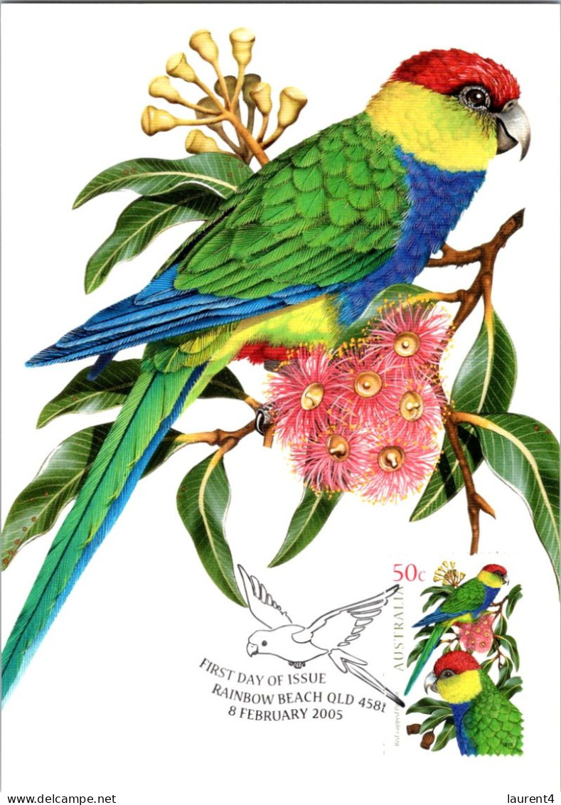 22-9-2-23 (1 U 48) (OZ) Australia 2005 Maxicard (pre-paid Worldwide) (set Of 5) Parrots Birds (mint) - Cartas Máxima