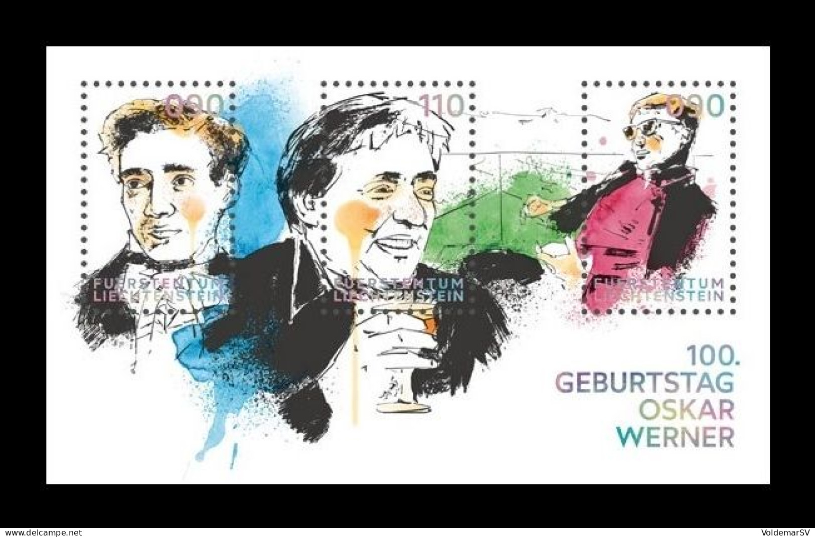 Liechtenstein 2022 Mih. 2056/58 (Bl.45) Cinema. Actor Oskar Werner MNH ** - Unused Stamps