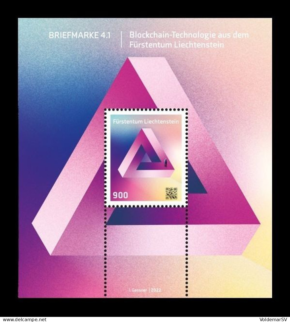 Liechtenstein 2022 Mih. 2064 (Bl.46) Blockchain Technology. Crypto Stamp 4.1 MNH ** - Ungebraucht