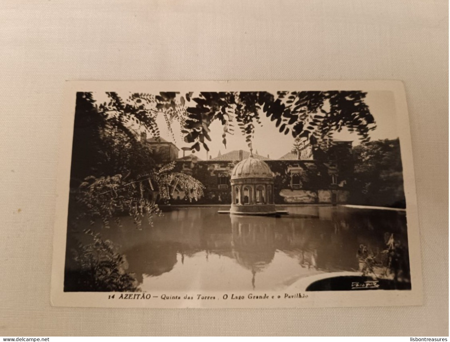 ANTIQUE POSTCARD PORTUGAL AZEITÃO - QUINTA DAS TORRES, O LAGO GRANDE E O PAVILHAO CIRCULATED 1965 - Setúbal