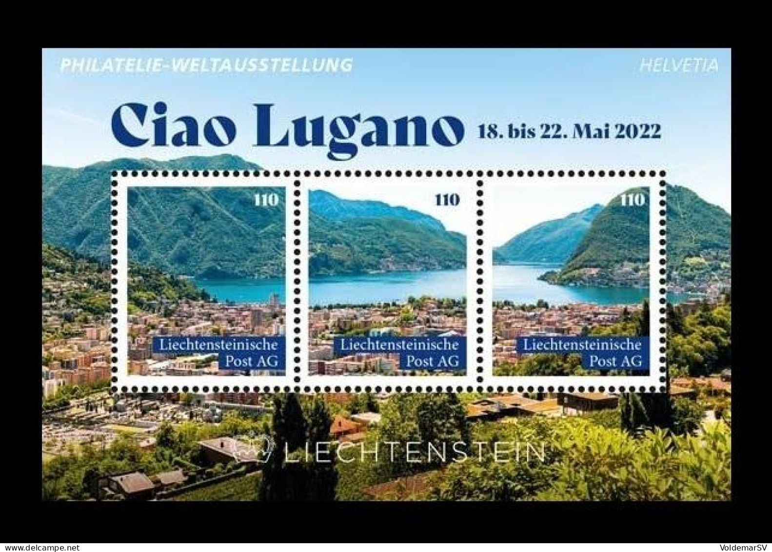 Liechtenstein (die.Marke) 2022 #218/20 (Bl.7) Philatelic Exhibition In Lugano. Lake MNH ** - Ongebruikt