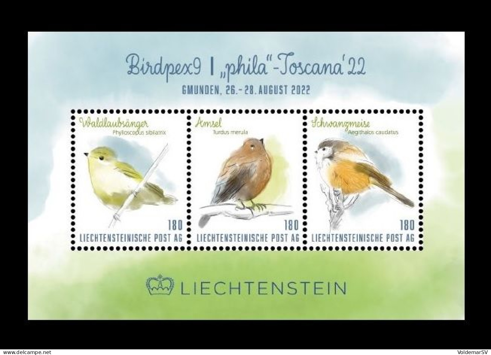 Liechtenstein (die.Marke) 2022 #247/49 (Bl.10) Philatelic Exhibition Birdpex9. Fauna. Birds MNH ** - Neufs