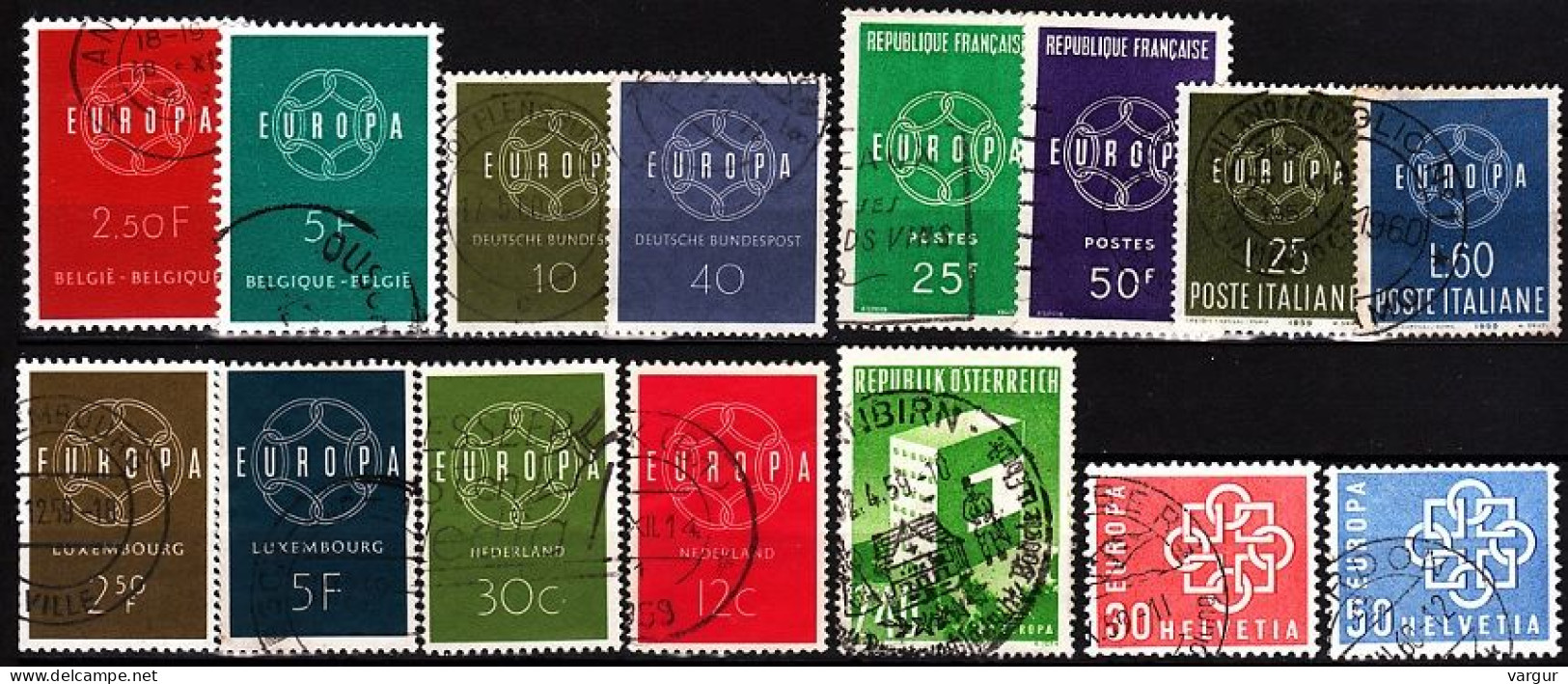 EUROPA CEPT 1959 Collection, Complete: 8 Countries, Used - Años Completos