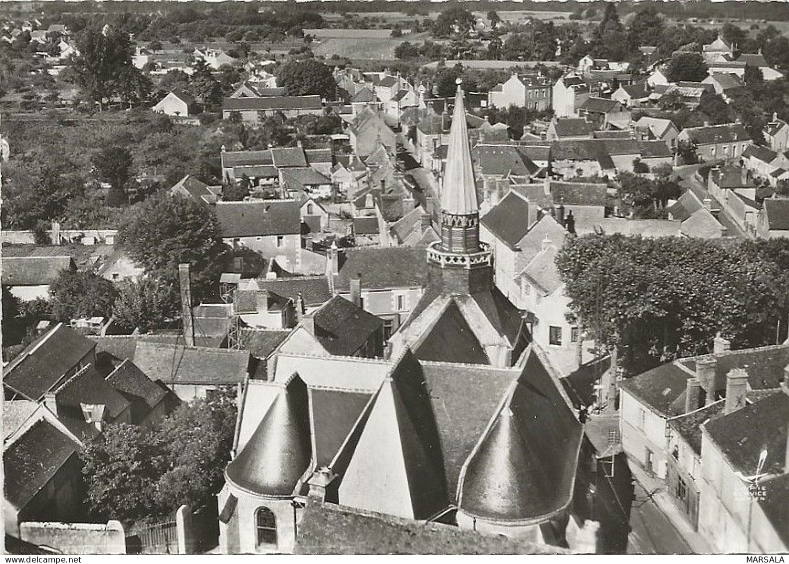 CPSM Ballan L'église  Vue Générale - Ballan-Miré