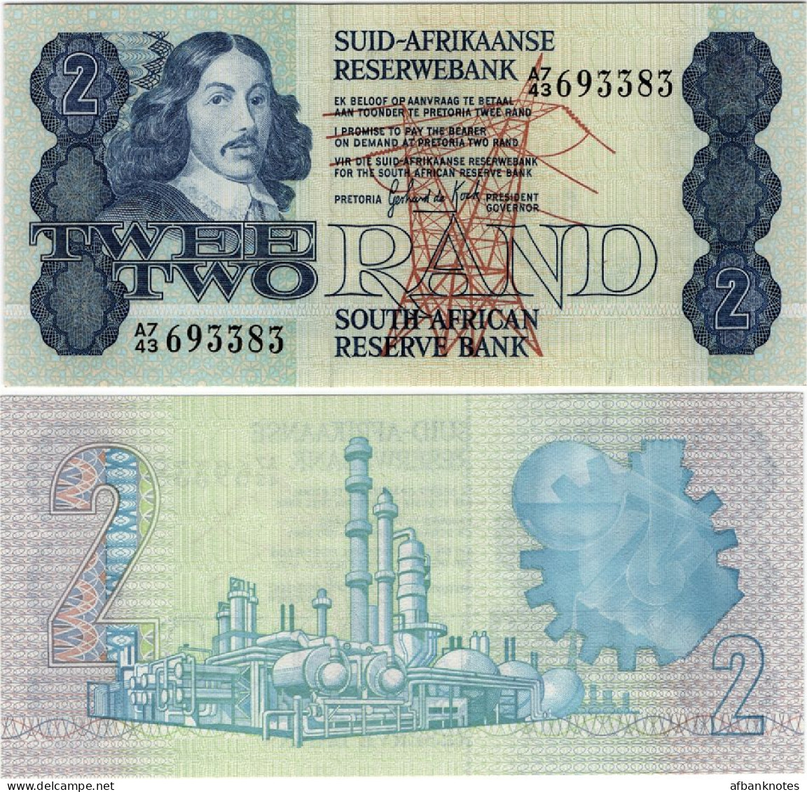 SOUTH AFRICA       2 Rand       P-118c       ND (ca. 1981)       UNC - Suráfrica