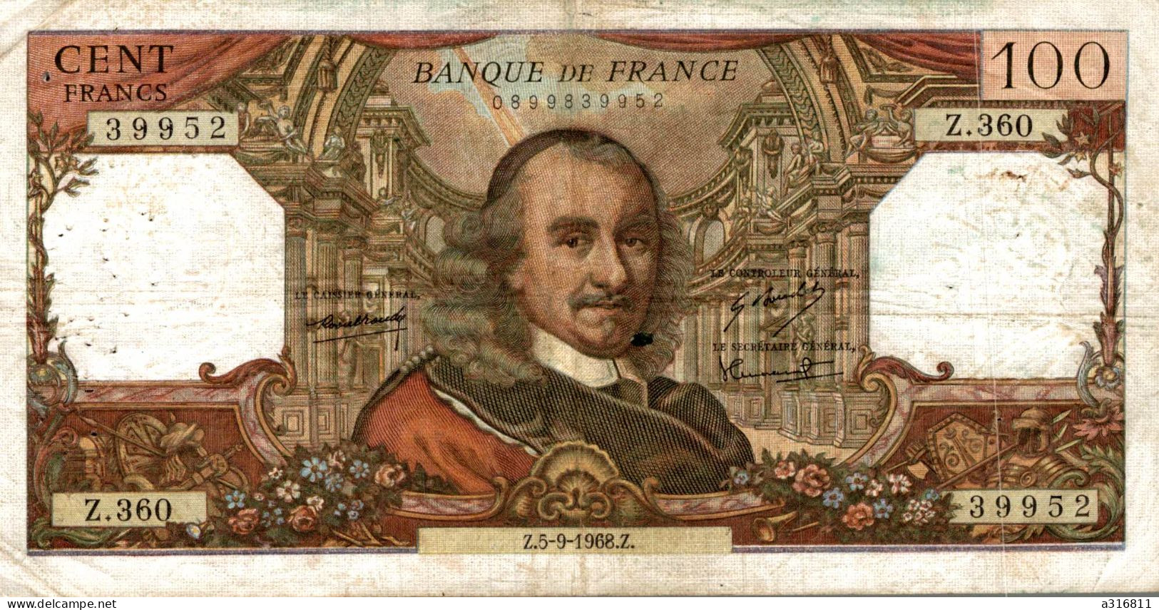 Cent Francs 1968 - 100 F 1964-1979 ''Corneille''