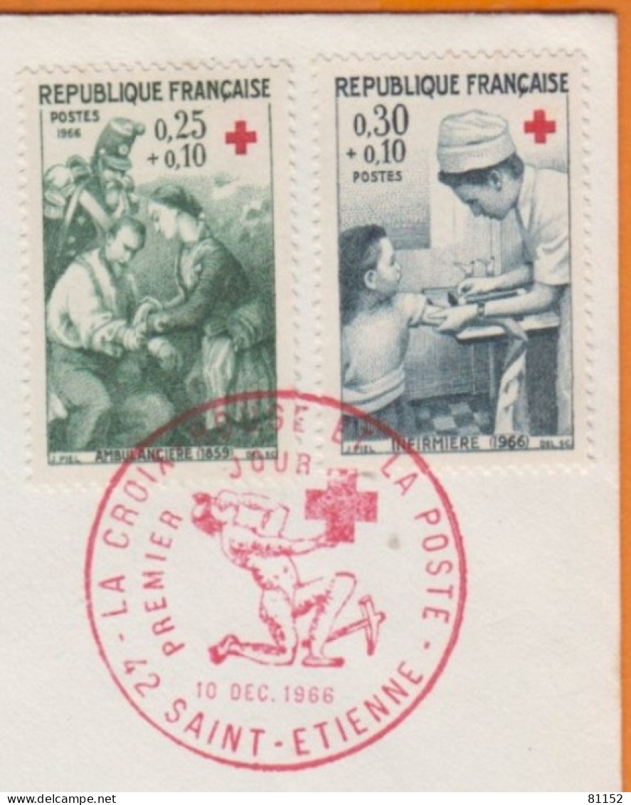 CROIX-ROUGE  Ambulancière 25c+10c  Y.T.1508 + Infirmière 30c+10c  Y.T.1509  Sur Lettre Le 10 Déc 1966 Pour LE VESINET - Red Cross