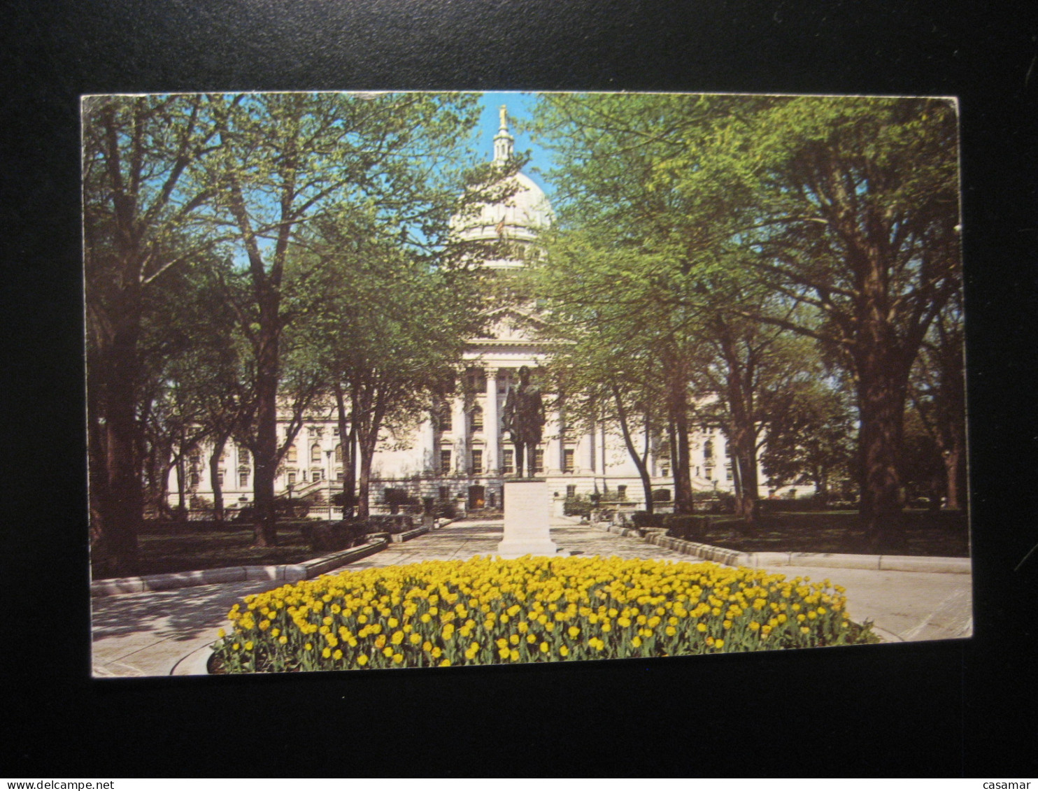 MADISON Wisconsin Tulip Statue Hans Christian Heg Cancel 1977 To Sweden Postcard USA - Madison