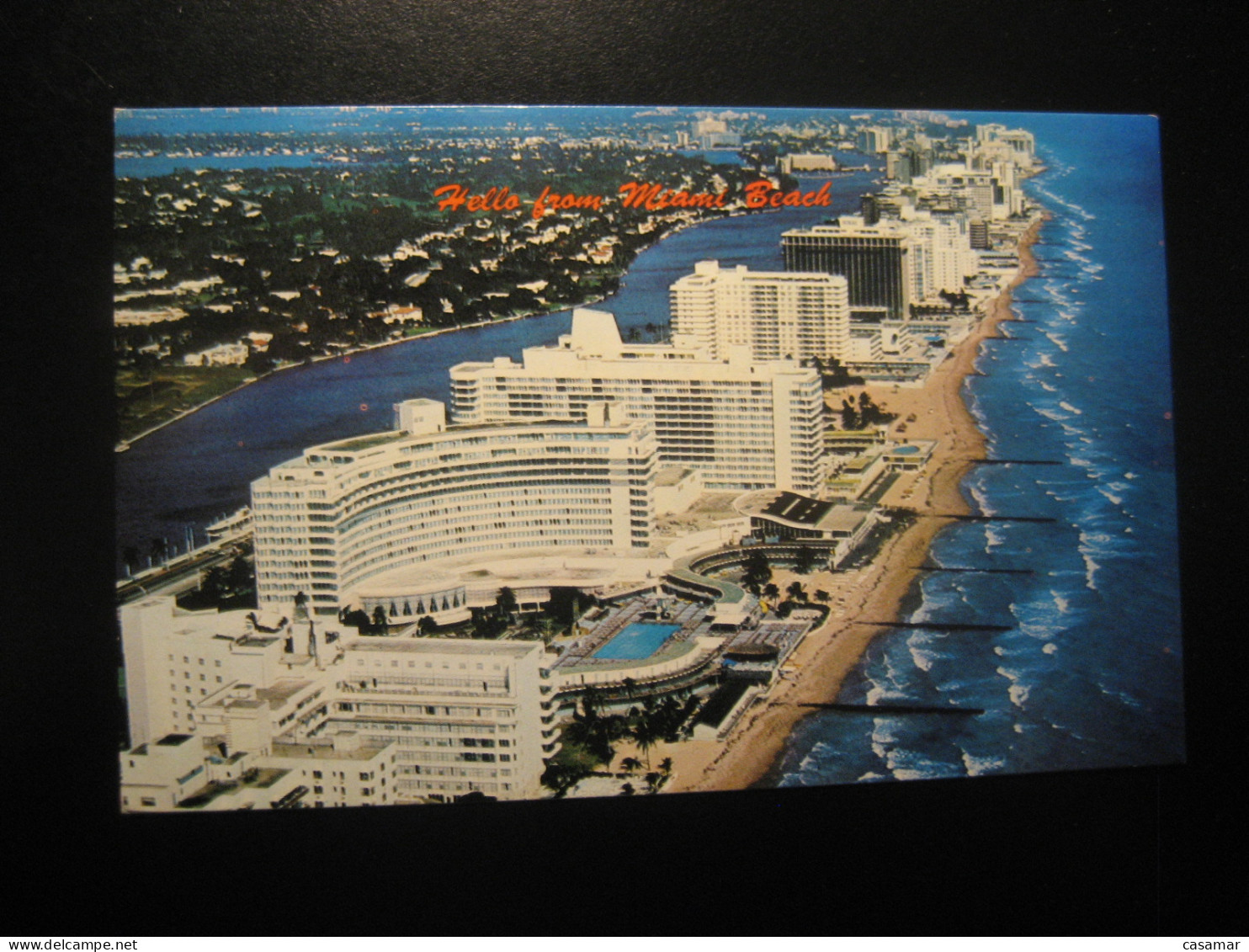 MIAMI BEACH Florida Hello From Waters Blue Atlantic Hotel Row Postcard USA - Miami Beach