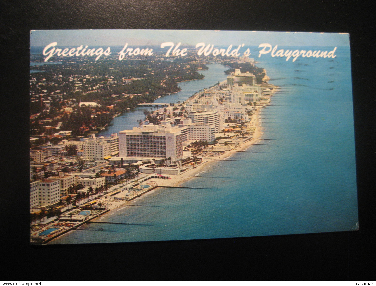 MIAMI BEACH Florida Greetings From Hotels Beach The World's Playground Postcard USA - Miami Beach