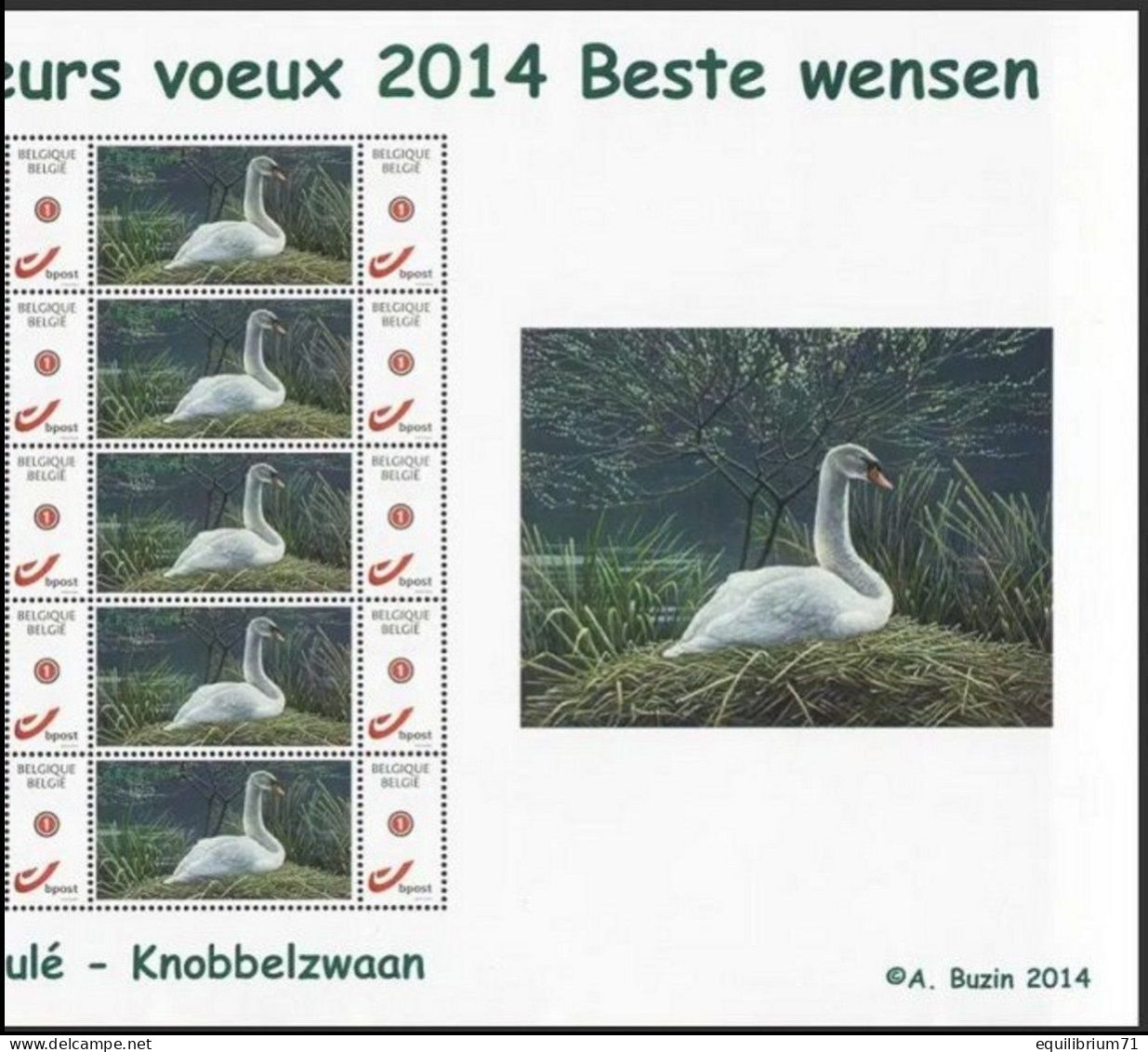 DUOSTAMP** / MYSTAMP** - Cygne Tuberculé / Knobbelzwaan / Höckerschwan / Mute Swan - BUZIN - Schwäne