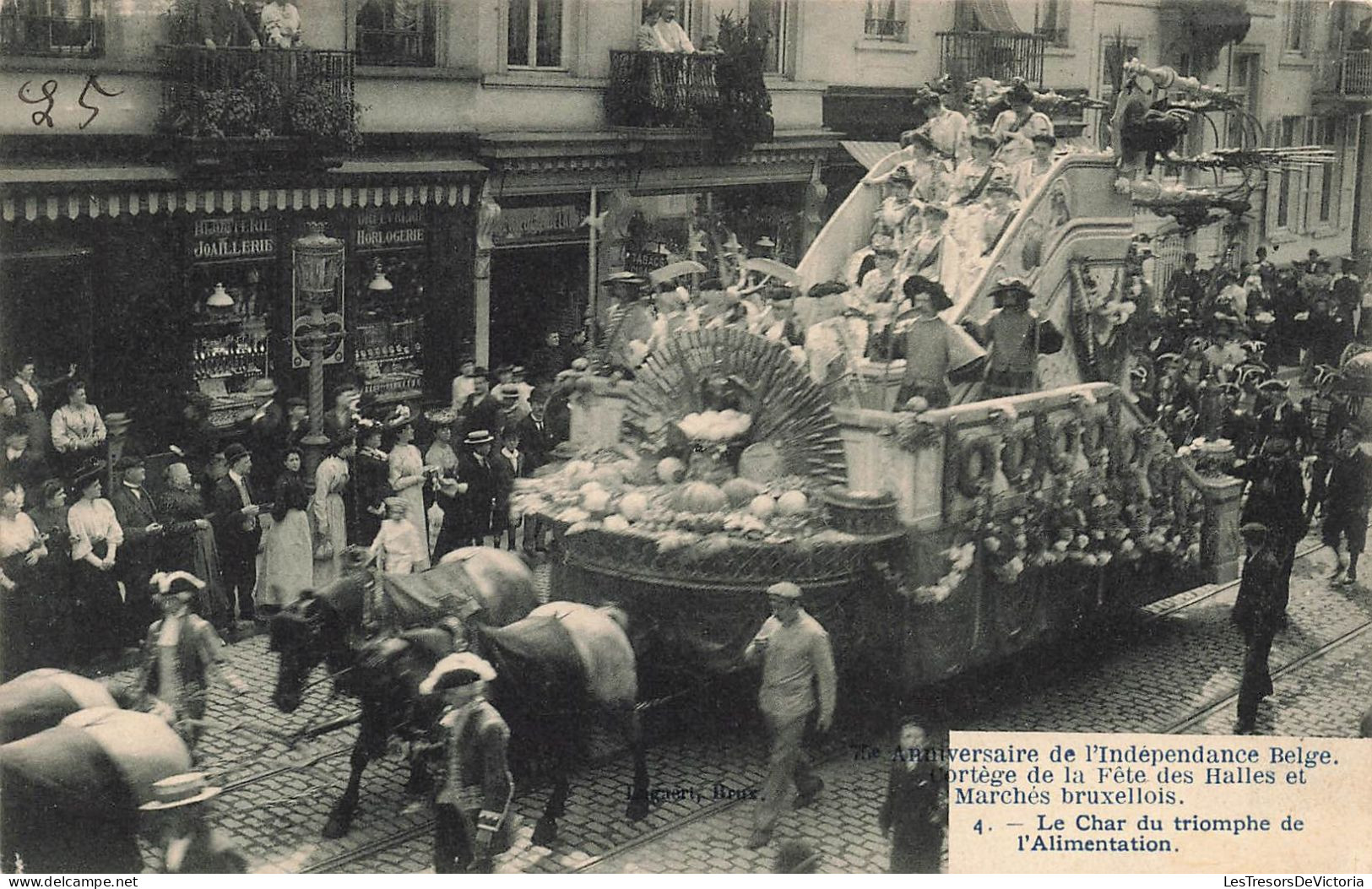 BELGIQUE - Bruxelles - Le Char Du Triomphe De L'alimentation - Animé - Carte Postale Ancienne - Marchés