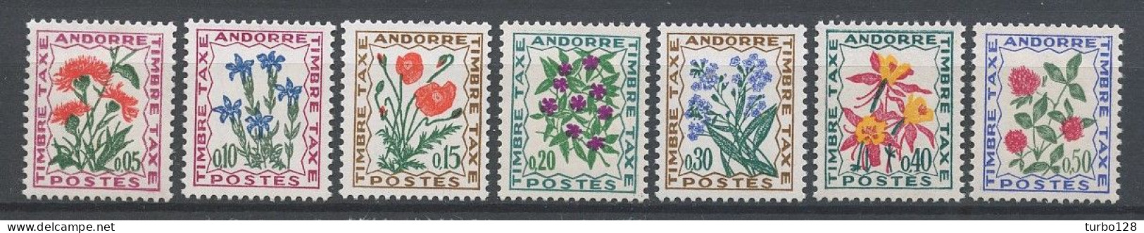 ANDORRE 1964 TAXE N° 46/52 ** Neufs MNH  Superbes  C 2,40 € Flore Fleurs Flowers Flora Nature - Unused Stamps