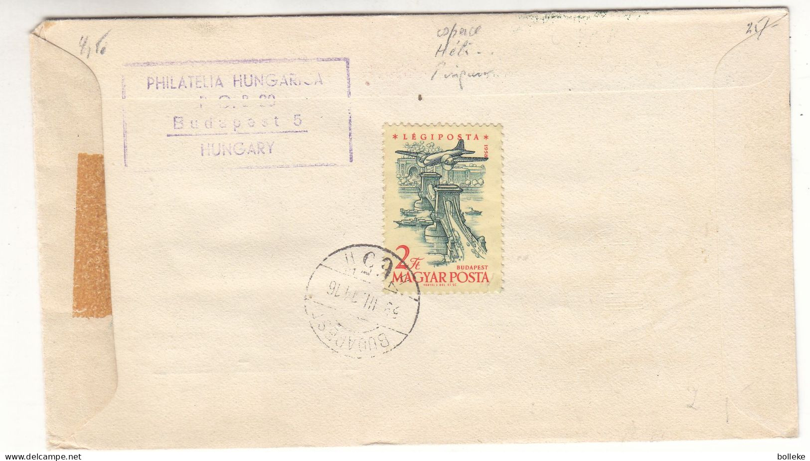 Hongrie - Lettre Recom De 1959 - Oblit Budapest - Avec Timbres NON Dentelés - Espace - Avions - Ponts - Hélicoptères - Lettres & Documents