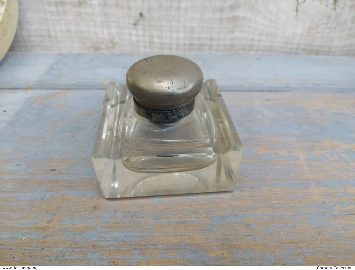 Ancien Encrier à Godet Verre Ou Cristal Taillé - Inkwells