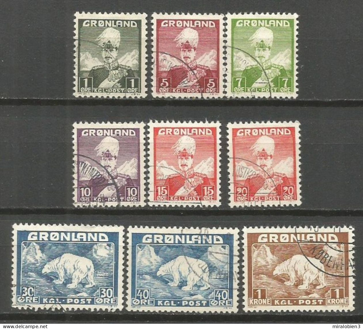 GROENLANDIA YVERT NUM. 1/9 SERIE COMPLETA USADA - Used Stamps