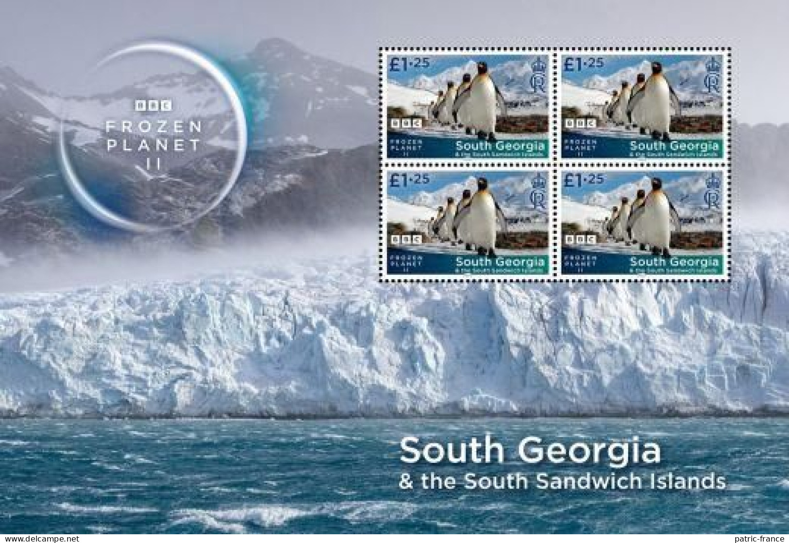 South Georgia Antarctic 2023 Frozen Planet BBC - Feuillet Manchot Royal - Penguins (valeurs 1.25) - Ongebruikt