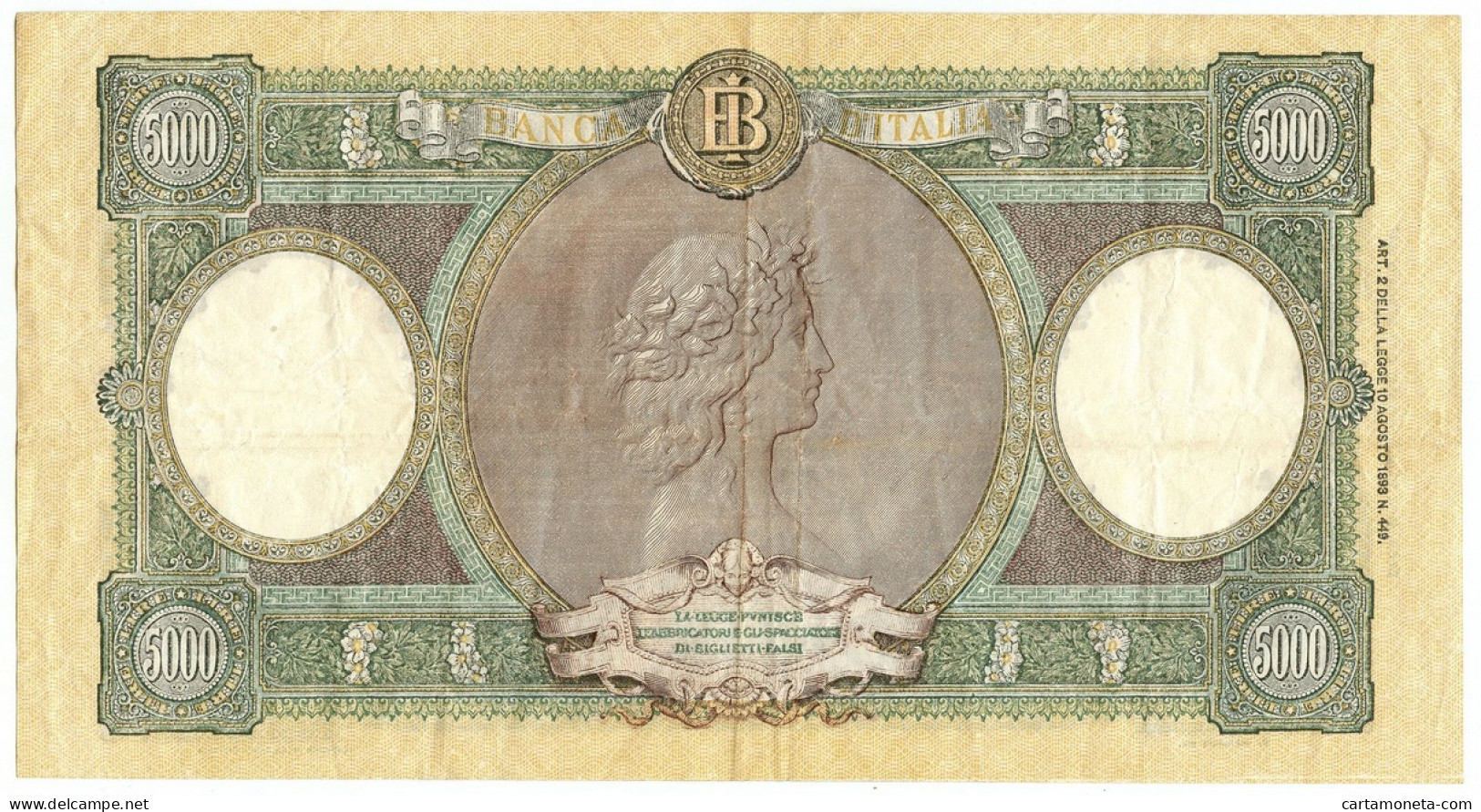 5000 LIRE CAPRANESI REPUBBLICHE MARINARE REGINE MARE TESTINA 17/01/1947 BB+ - Sonstige & Ohne Zuordnung