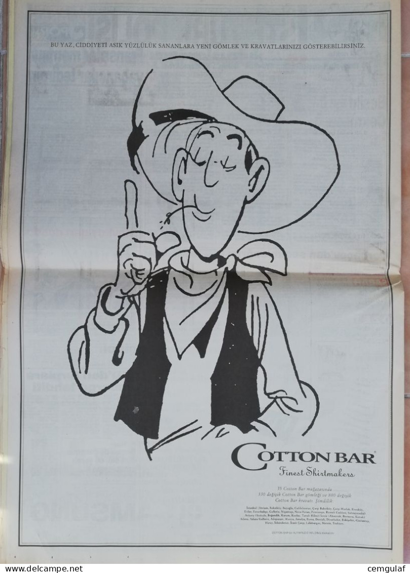 LUCKY LUKE-RED KİT, COTTON BAR Advertising "We Are At Your Service With 130 Different Shirt And 800 Tie Models." - Lucky Luke