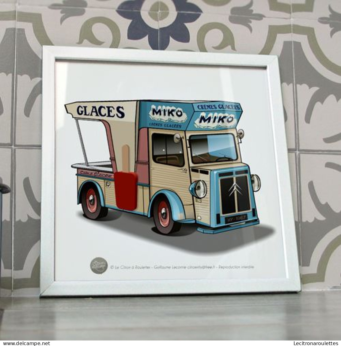 Citroen Hy - Poster 20x20cm Citroen Type H Miko Glaces - LKW