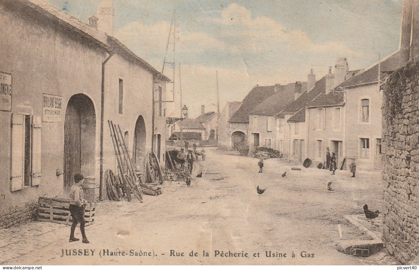 Jussey,couleur Rue De La Pecherie Et Usine à Gaz,voir Scan Recto Verso - Jussey