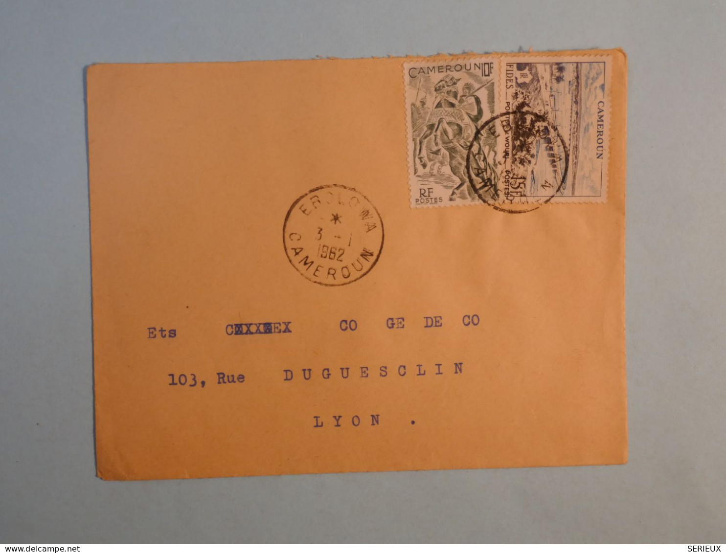 DB15 CAMEROUN  BELLE LETTRE  +1962 PETIT BUREAU EBOLOWA   A LYON FRANCE  +AFF.  INTERESSANT+++ - Covers & Documents