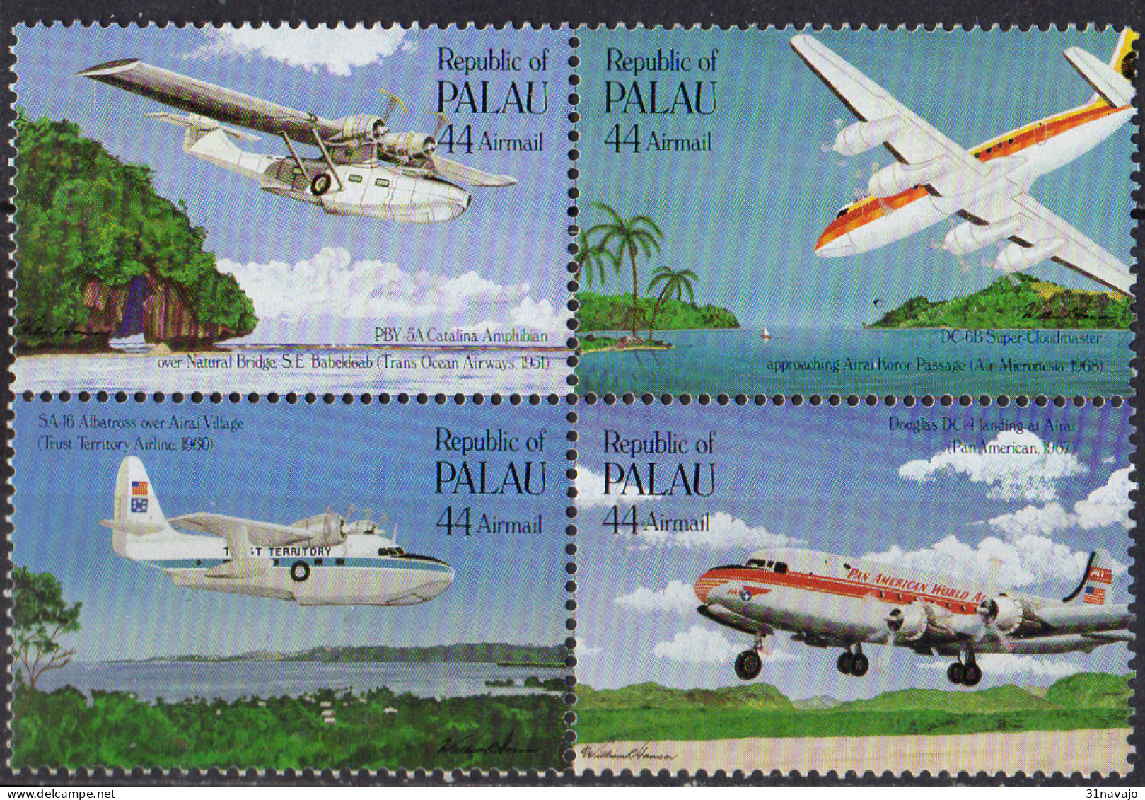 PALAU - Cinquantenaire Du Service Postal Aérien - Palau