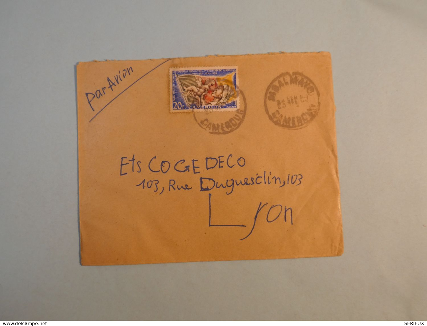 DB15 CAMEROUN  BELLE LETTRE +1959 PETIT BUREAU MBALMAYO  A LYON FRANCE  +AFF.  INTERESSANT+++ - Cartas & Documentos