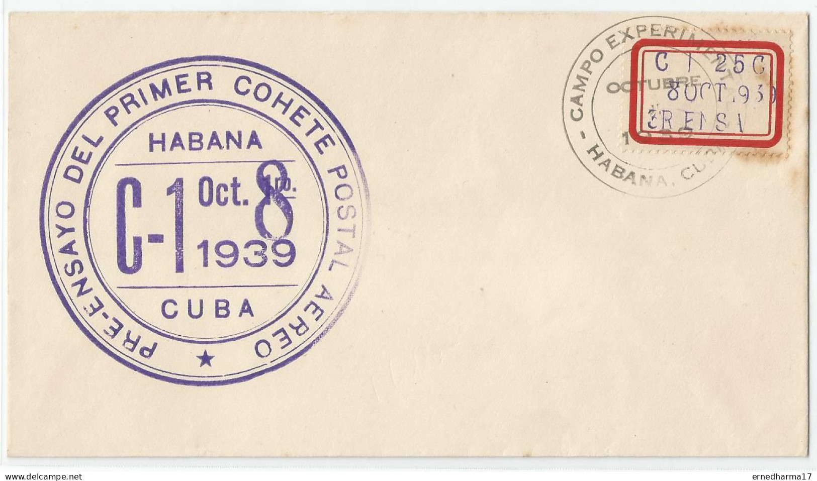 Cuba 1939. 3er Experimental Rocket Flight FDC. 3er Pre Ensayo Experimento Cohete. Raketenpost. There Are Only 16 Covers - Oblitérés