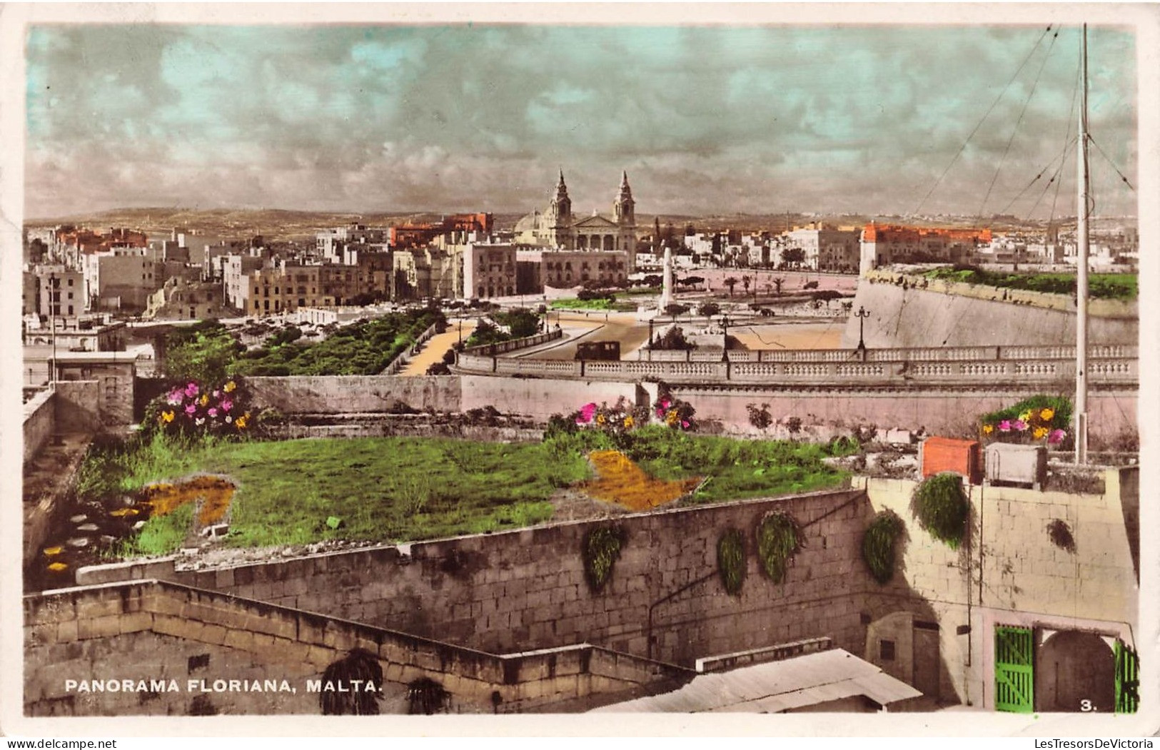 MALTE - Panorama Floriana - Colorisé - Carte Postale Ancienne - Malta