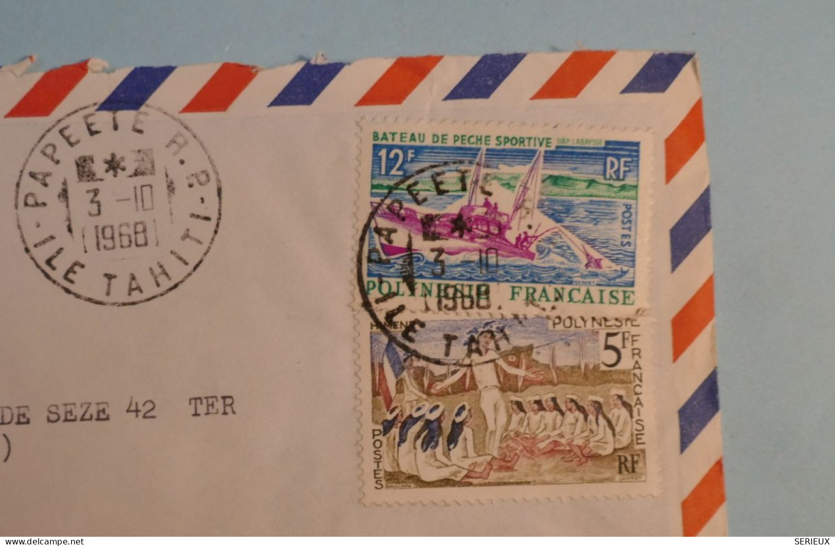 DB15 POLYNESIE   BELLE LETTRE RR 1968 PAPEETE A LYON  FRANCE  +12F +AFF. PLAISANT+++ - Cartas & Documentos