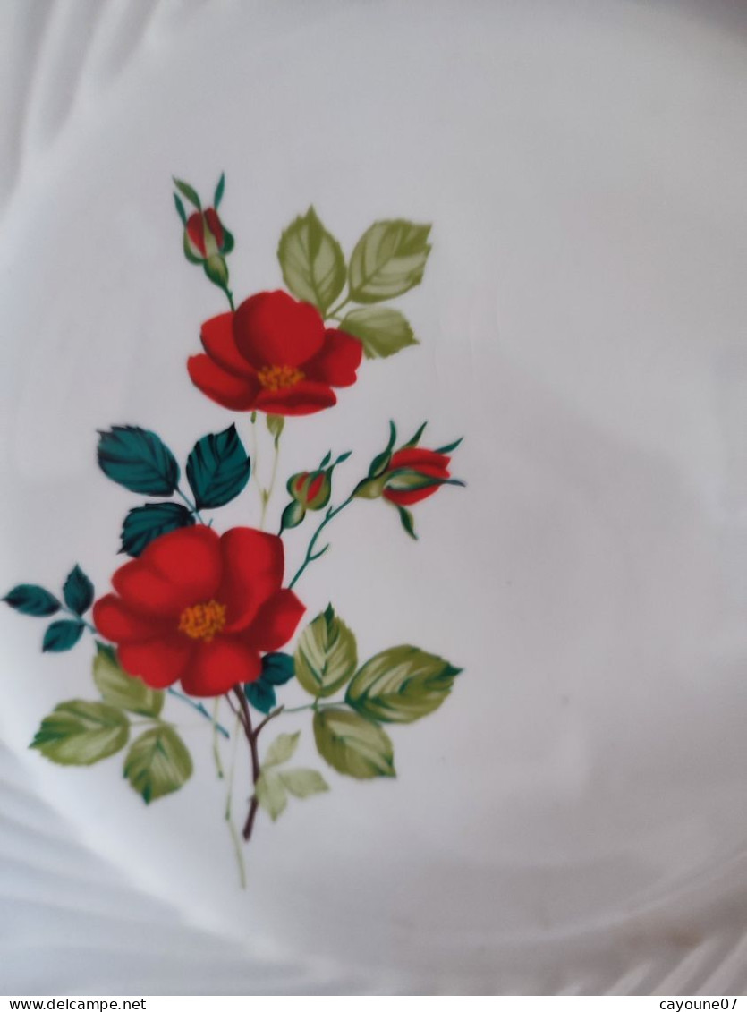 Cinq assiettes plates faïence Keller & Guérin décor de fleurs  modèle tradition