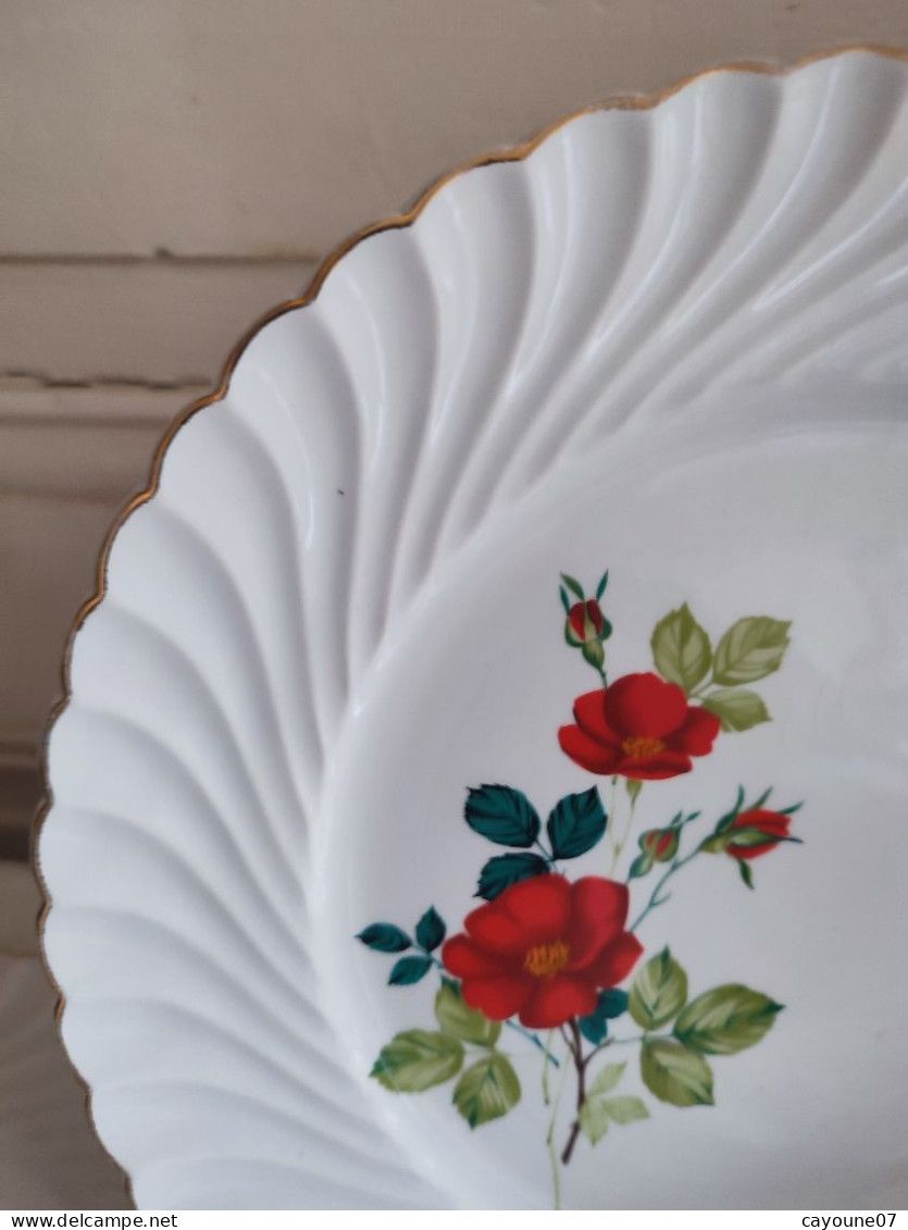 Cinq assiettes plates faïence Keller & Guérin décor de fleurs  modèle tradition
