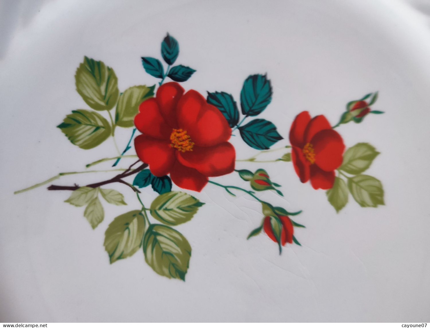 Cinq assiettes plates faïence Keller & Guérin décor de fleurs  modèle tradition