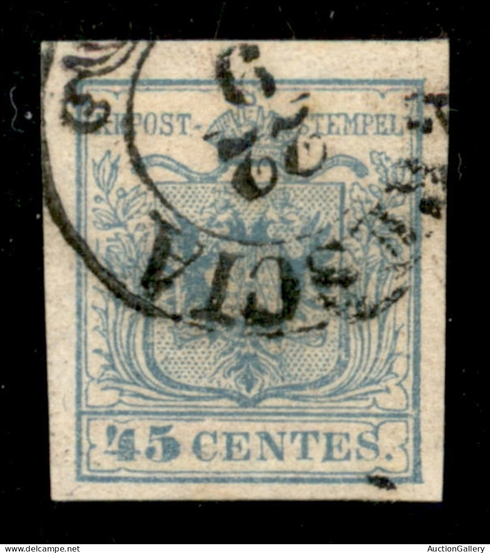 Antichi Stati Italiani - Lombardo Veneto - 1855 - 45 Cent (12d - Oltremare Grigio Chiaro) Usato A Brescia - Cert. AG (2. - Other & Unclassified