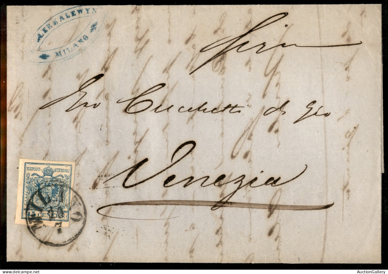 Antichi Stati Italiani - Lombardo Veneto - 45 Cent (22) Su Lettera Da Milano A Venezia Del 23 Luglio 1858 (400) - Other & Unclassified