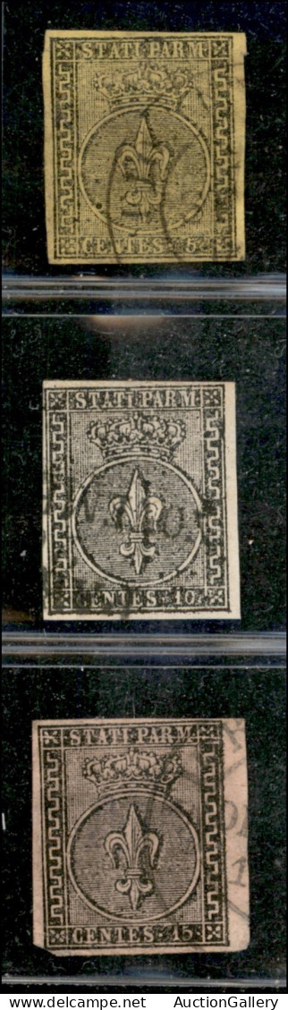 Antichi Stati Italiani - Parma - 1852 - Prima Emissione - 3 Valori (1/3) Usati - Insieme Di Buona Qualità - Otros & Sin Clasificación