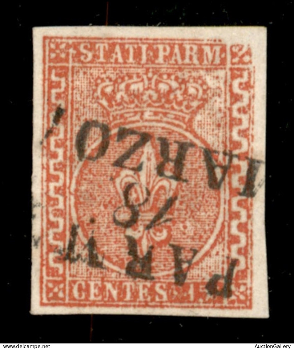 Antichi Stati Italiani - Parma - 1853/1855 - 15 Cent (7c) Con Greca Di Destra Più Larga E Stampa Difettosa - Usato - Die - Autres & Non Classés