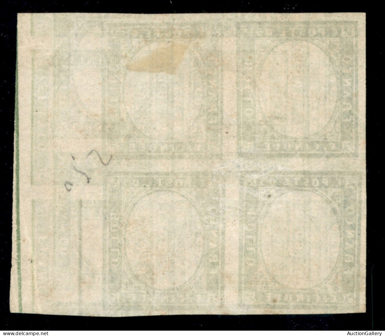 Antichi Stati Italiani - Sardegna - 1863 - Resto Di Stampa - Senza Effigie - 5 Cent (13Ea) - Quartina Del Disegno Con Gr - Sonstige & Ohne Zuordnung