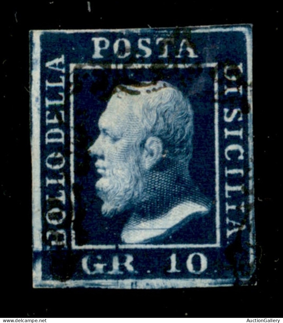 Antichi Stati Italiani - Sicilia - 1859 - 10 Grana Azzurro Cupo (12) - Usato - Cert. Cilio - Altri & Non Classificati