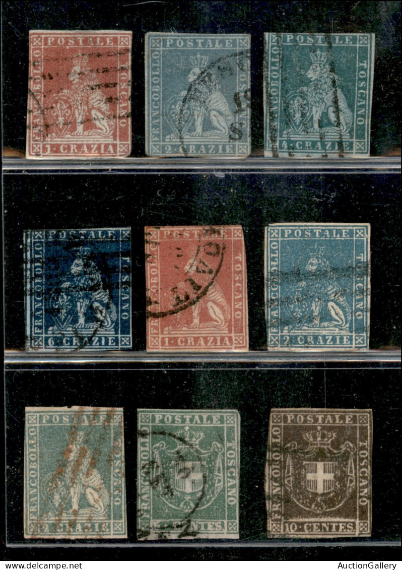 Antichi Stati Italiani - Toscana - 1851/1860 - 9 Valori Usati (4/7 + 12/13 + 13 + 18/19) - Insieme Di Seconda Scelta - D - Sonstige & Ohne Zuordnung