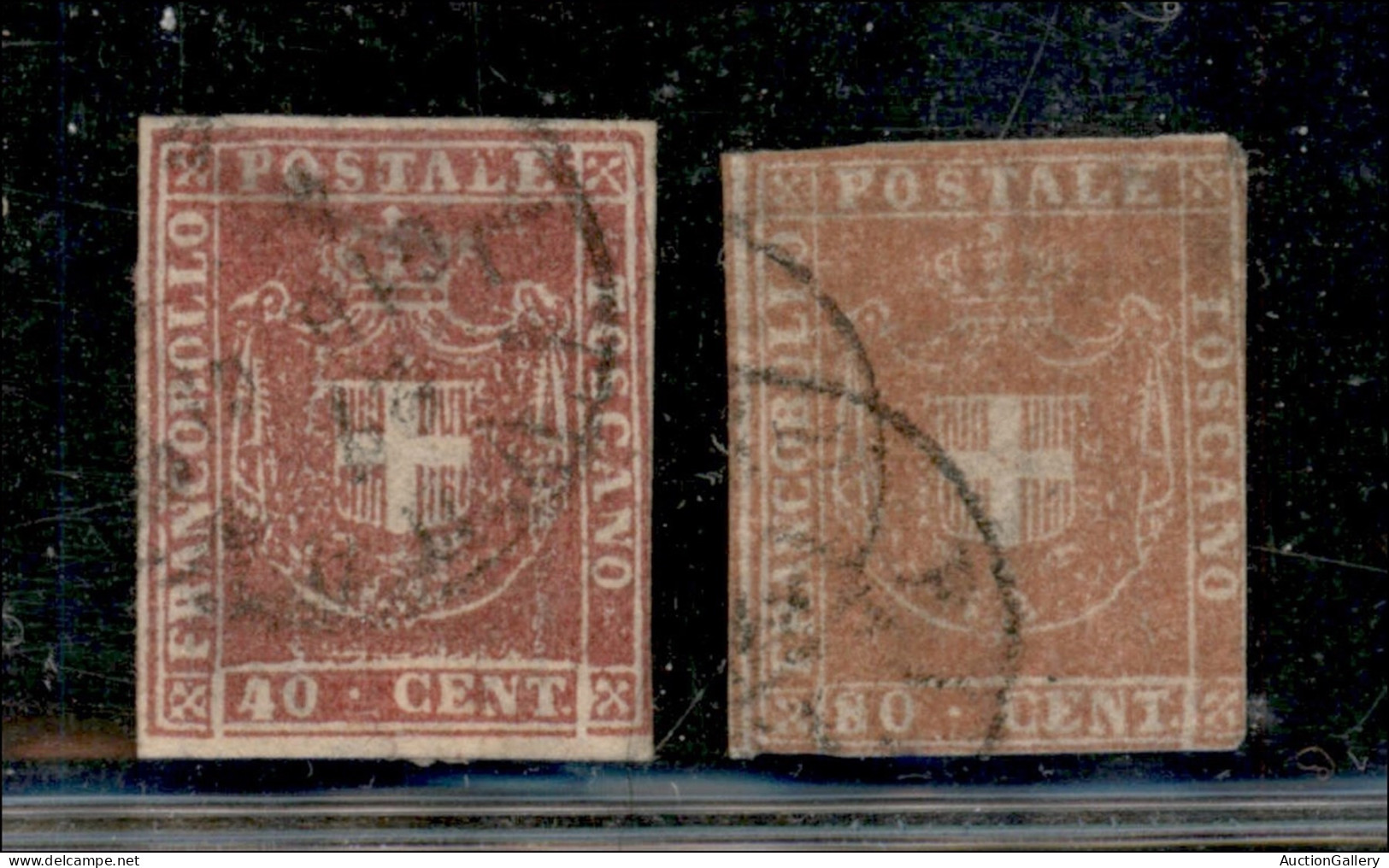 Antichi Stati Italiani - Toscana - 1860 - 40 Cent (21) + 80 Cent (22) Usati - Margini Corti - Da Esaminare - Autres & Non Classés