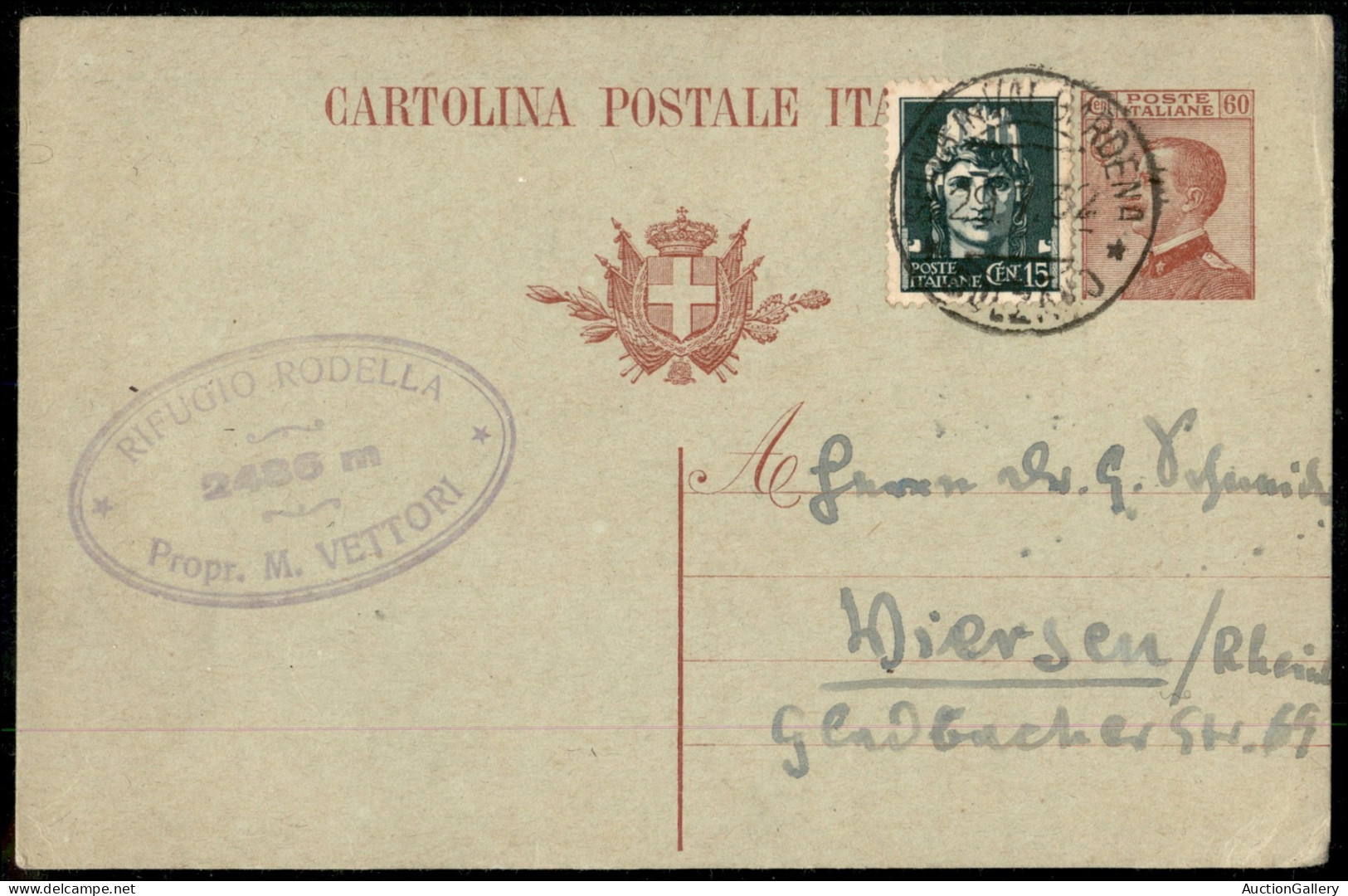 Regno - Vittorio Emanuele III - 1926/1932 - Due Cartoline Postali Da 60 Cent (C57) Con Francobolli Aggiuntivi Con Destin - Autres & Non Classés