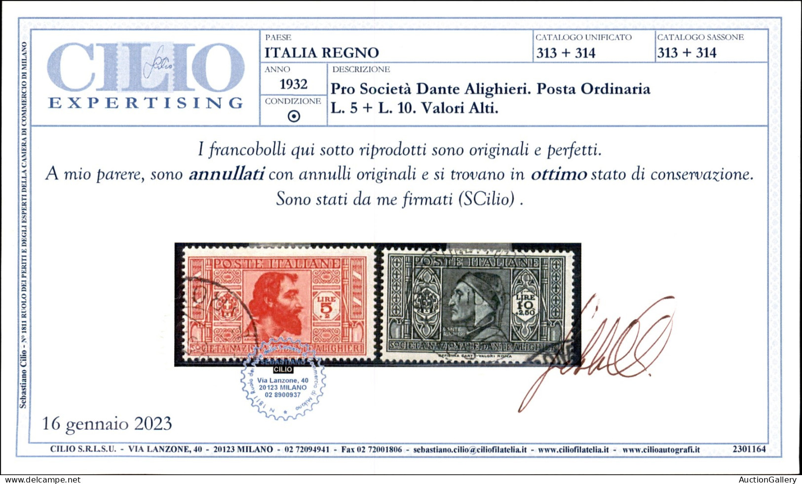 Regno - Vittorio Emanuele III - 1932 - Società Dante Alighieri (303/314) - Serie Completa - 12 Valori Usati - Autres & Non Classés