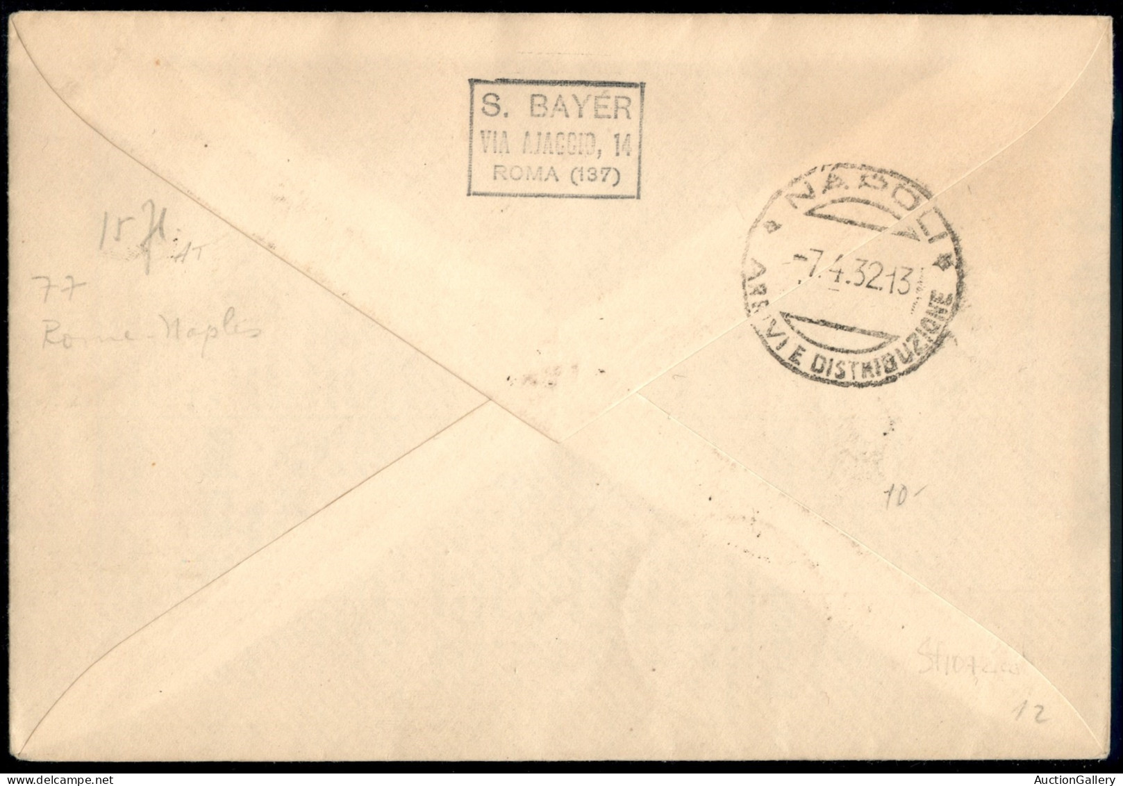 Regno - Vittorio Emanuele III - Garibaldi (315 + 34 Aerea) - 2 Valori Su Aerogramma FDC (6 Aprile 1932) Da Roma A Napoli - Other & Unclassified