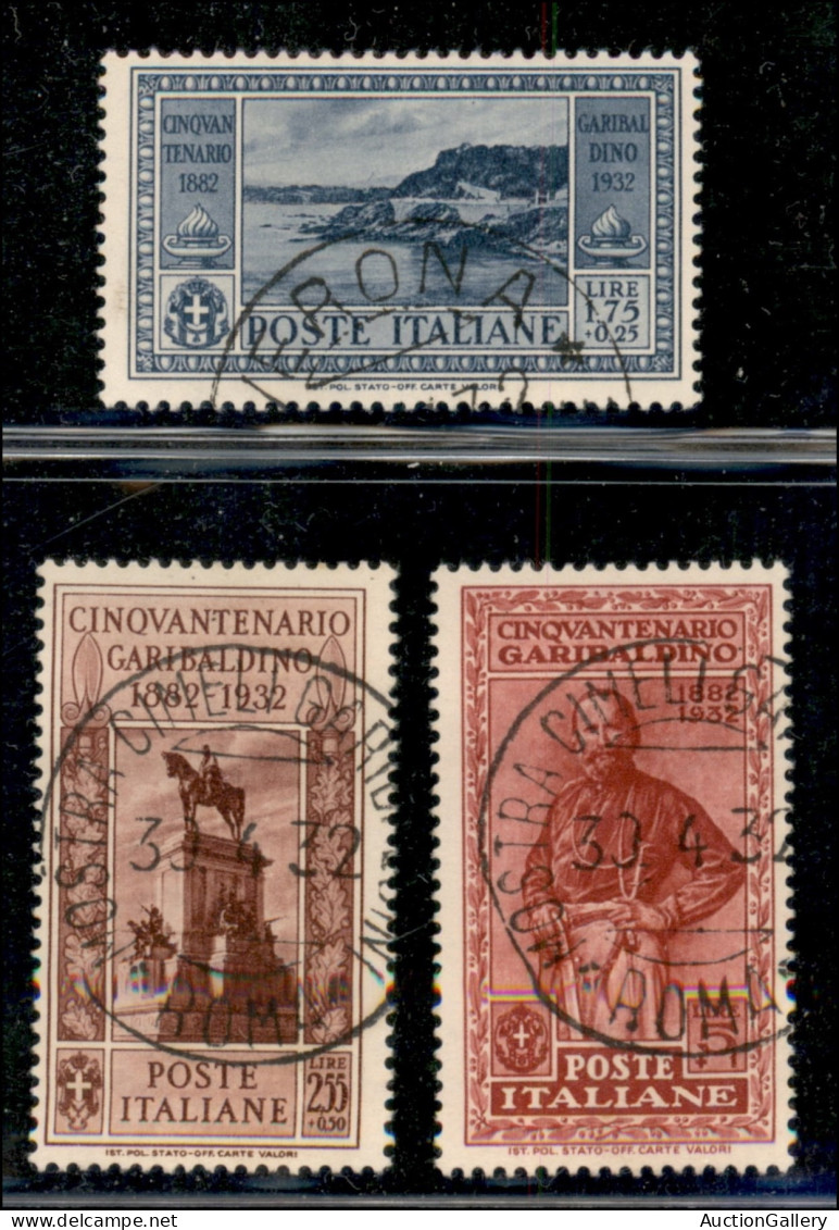 Regno - Vittorio Emanuele III - 1932 - Garibaldi - 1,75 Lire (322) + 2,55 Lire (323) + 5 Lire (324) - 3 Valori Usati - C - Sonstige & Ohne Zuordnung
